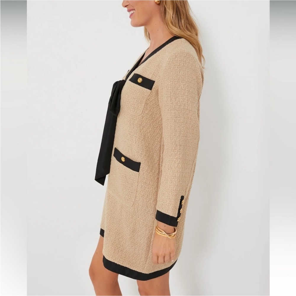 Tuckernuck Pomander Place Coco Tweed Mini Dress Beige size Large - Picture 4 of 16